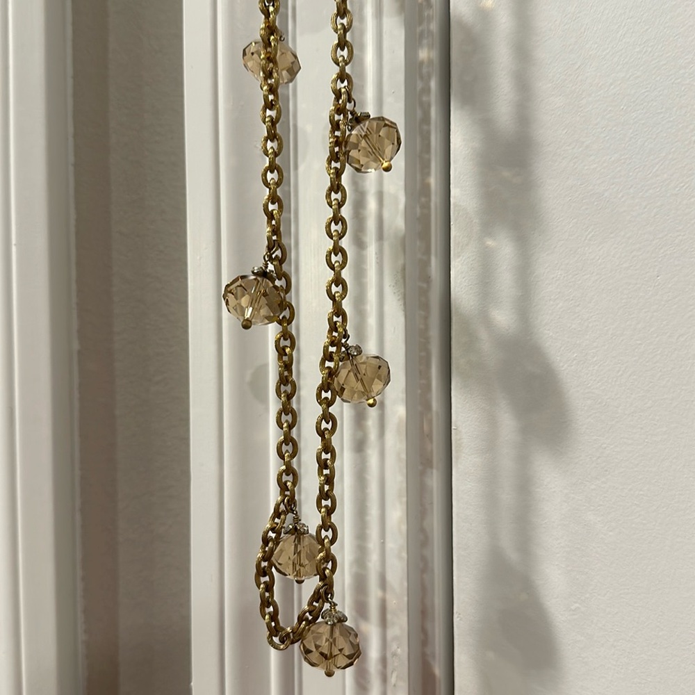 Gold and Amber Chain Necklace 40 in